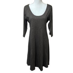 Toad & Co Womens Medium Rosalinda Dress Brown Tencel Cotton 3/4 Sleeve Athletic